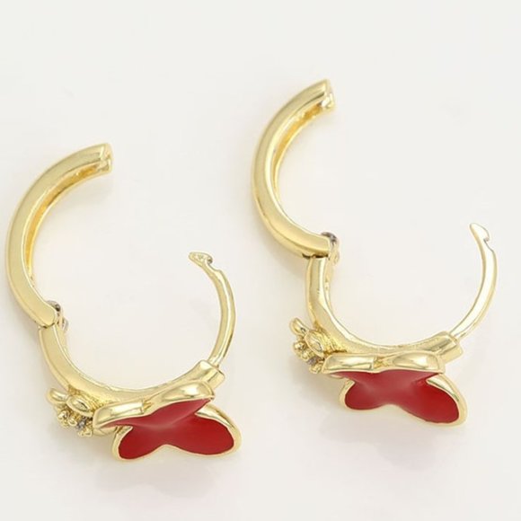 Butterfly Gold Plated color Earring & Ring Set with Black Velvet Pouch - Picture 5 of 7
